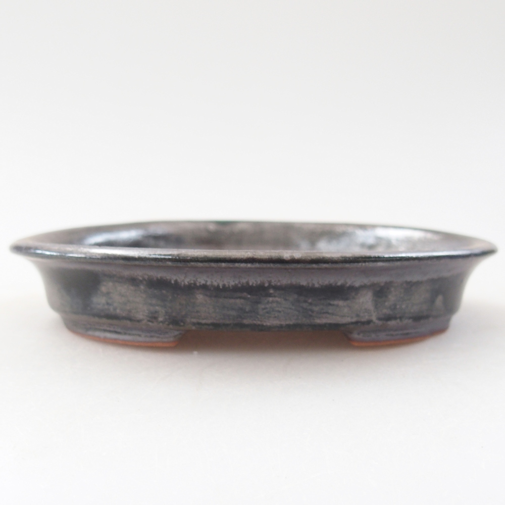 Keramická miska na bonsaje 12,5 x 10,5 x 2 cm, zelená metalíza
