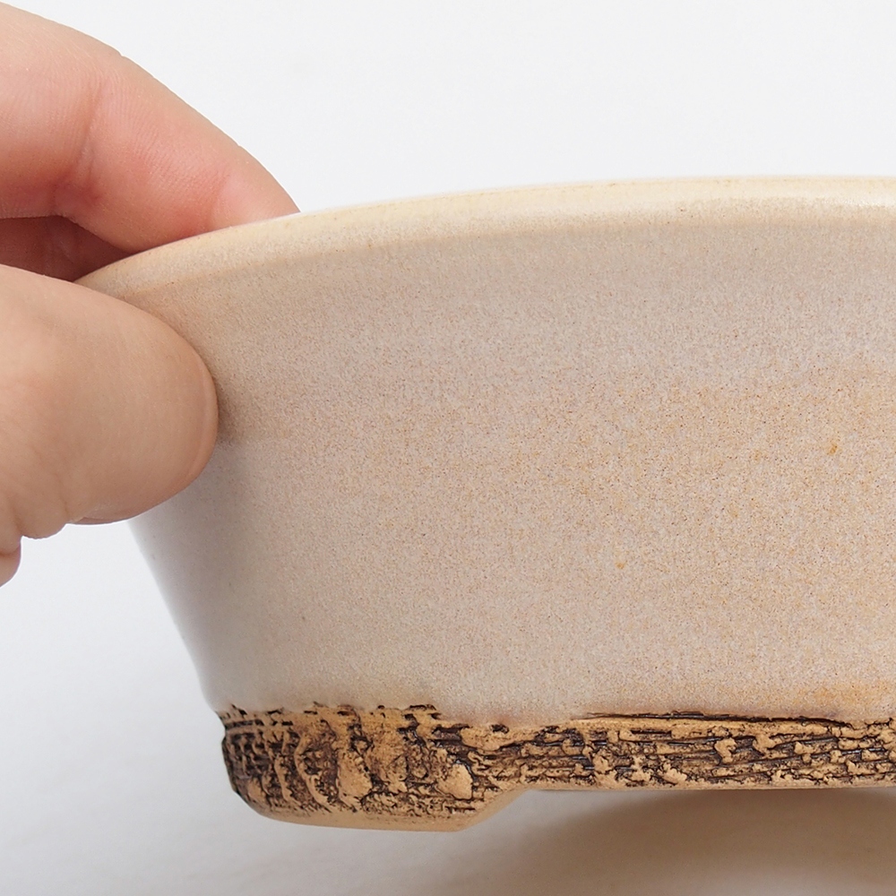 Keramická miska na bonsaje 18,5 x 18,5 x 6 cm, farba béžová
