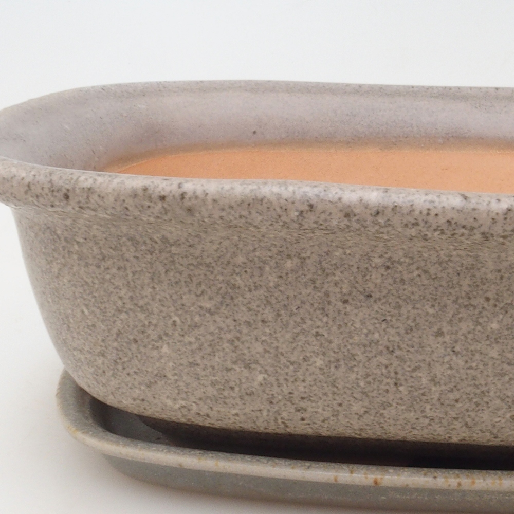 Bonsai miska + podmiska H08 – 25 x 19,5 x 6 cm. - béžová