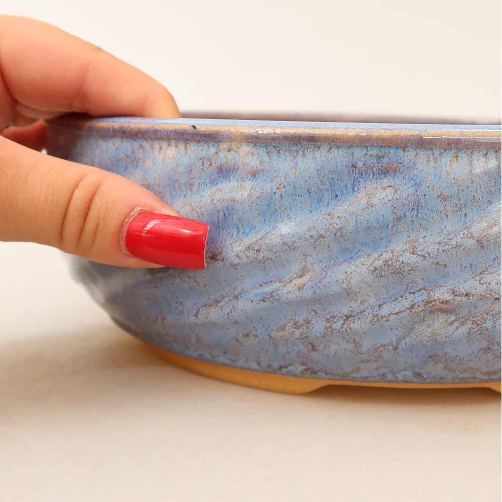 Keramická miska na bonsaje 22,5 x 22,5 x 7 cm, farba modrá