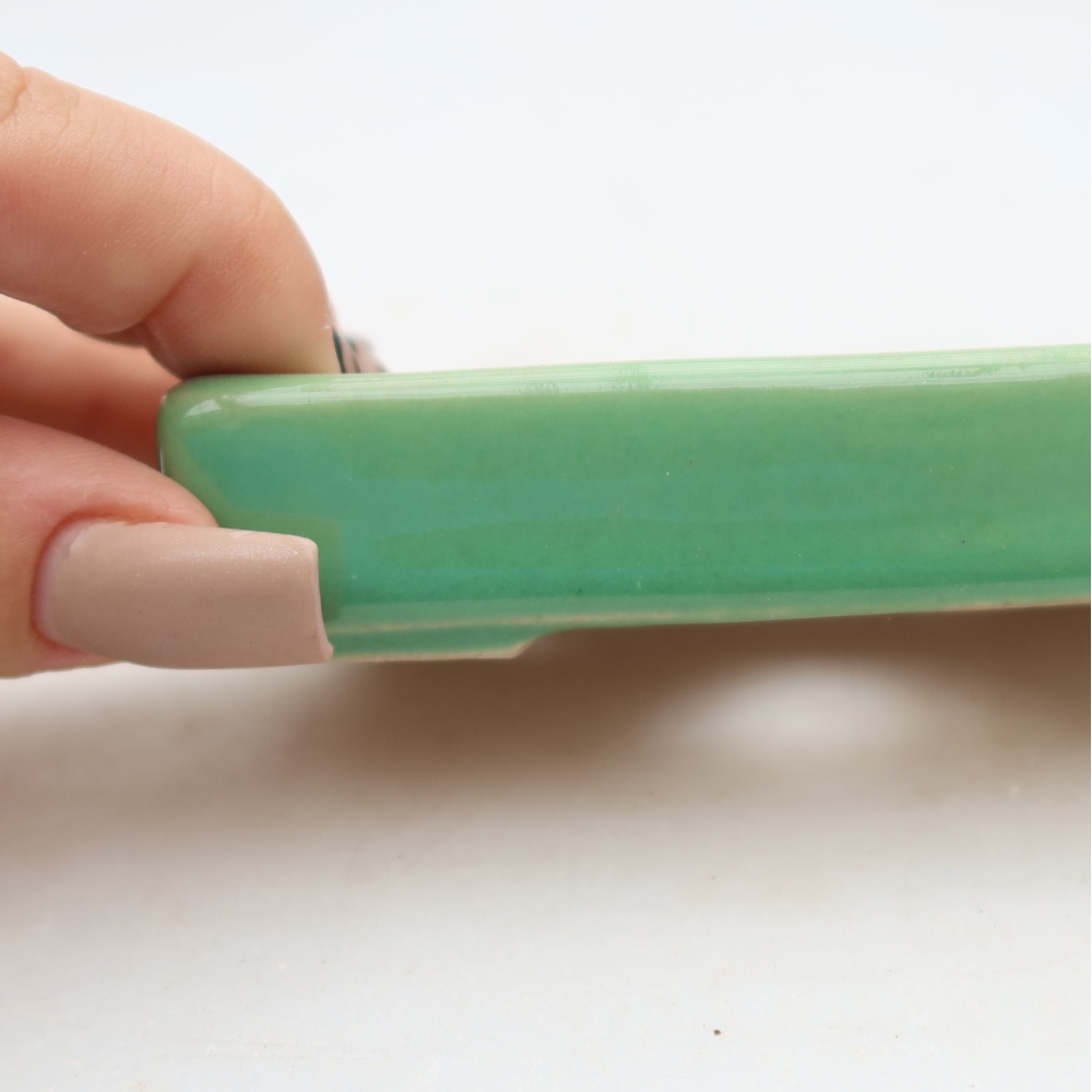Keramická miska na bonsaje 10 x 7 x 2 cm, farba zelená