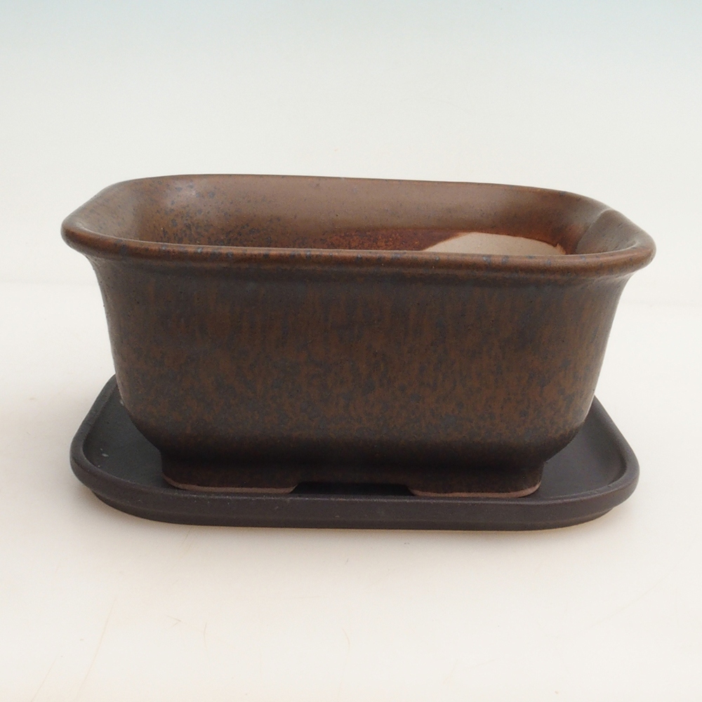 Bonsai miska + podmiska H36 - 17 x 15 x 7,5 cm. - hnedá