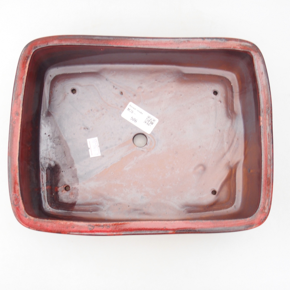 Keramická bonsajová miska 26,5 x 20 x 6,5 cm, farba červená