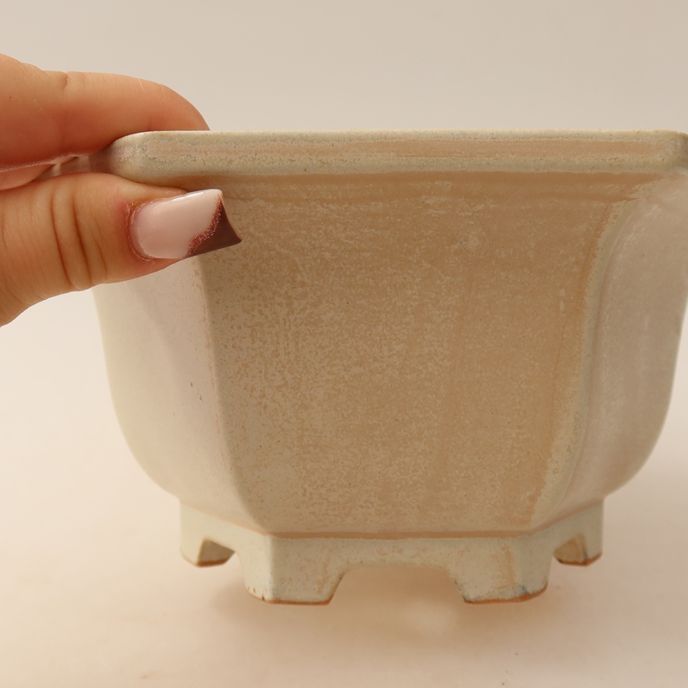 Keramická miska na bonsaje 18,5 x 16,5 x 9 cm, farba béžová