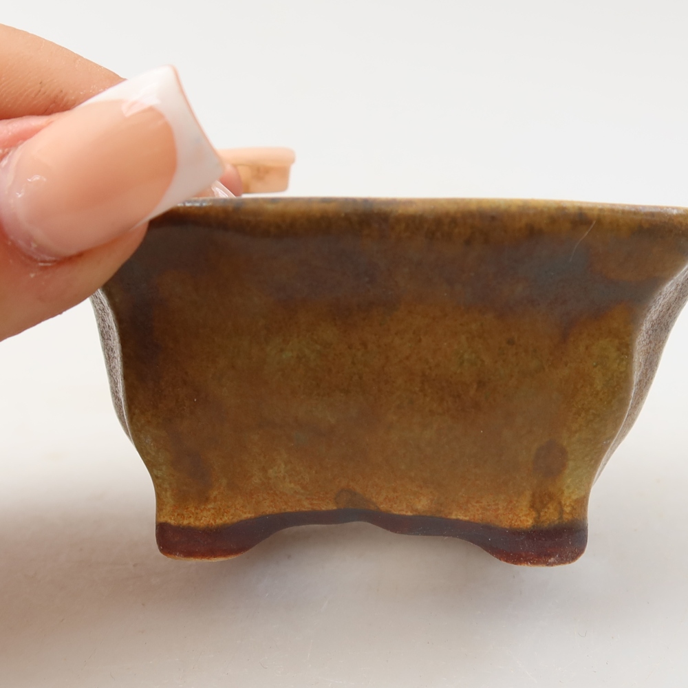 Keramická miska na bonsai 7,5 x 7 x 3,5 cm, farba zelená