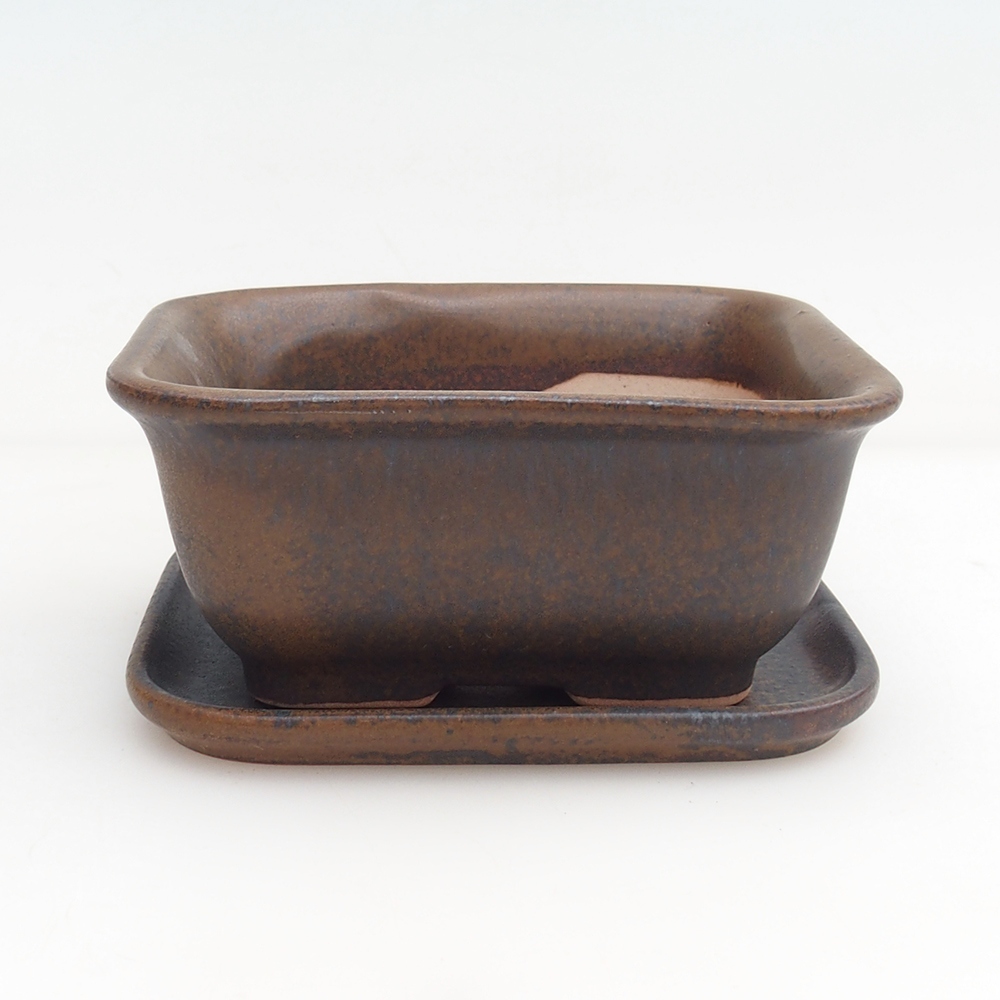 Miska na bonsaj + tanier H38 - 12 x 10,5 x 5 cm. - hnedá