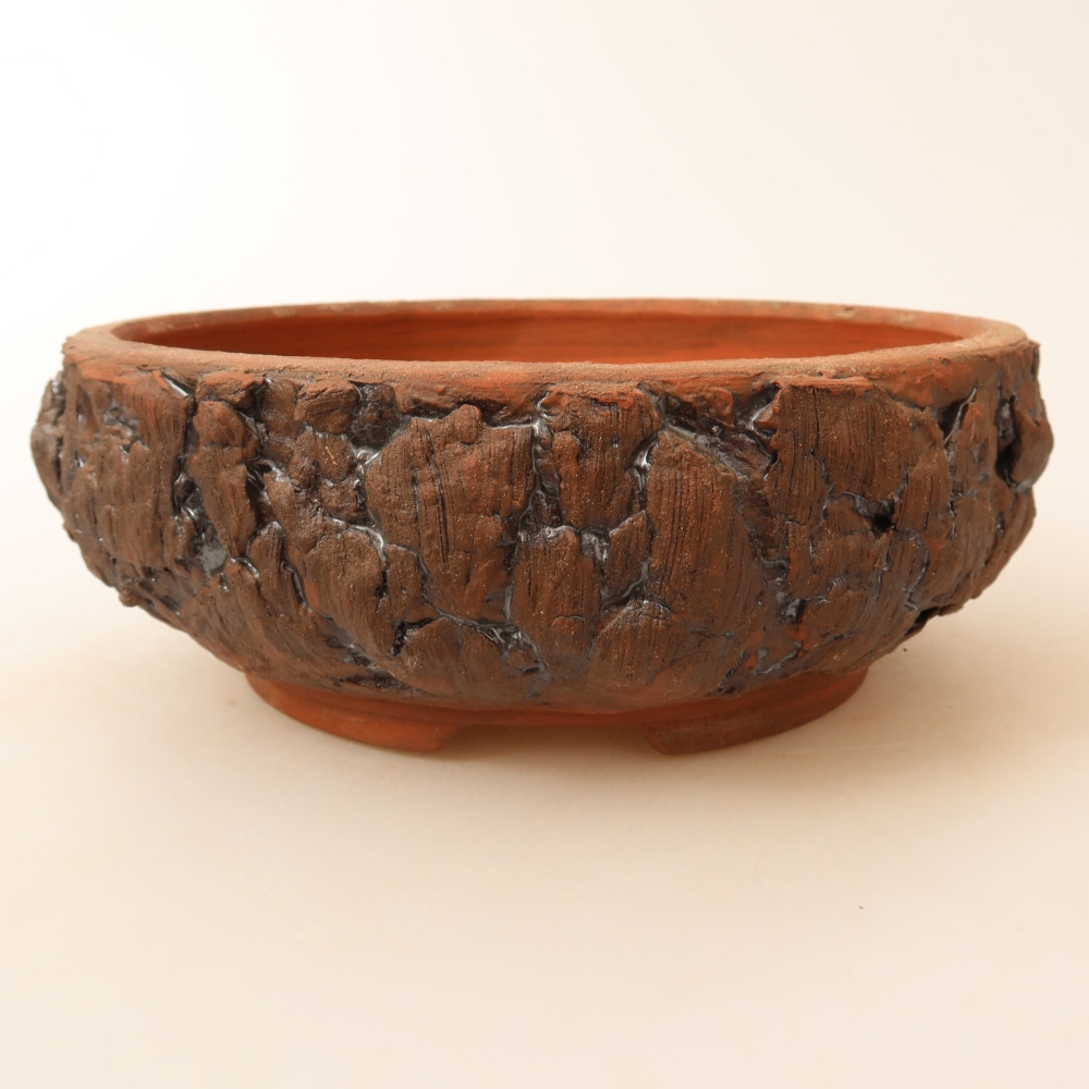 Keramická miska na bonsaje 17,5 x 17,5 x 6,5 cm, farba hnedá