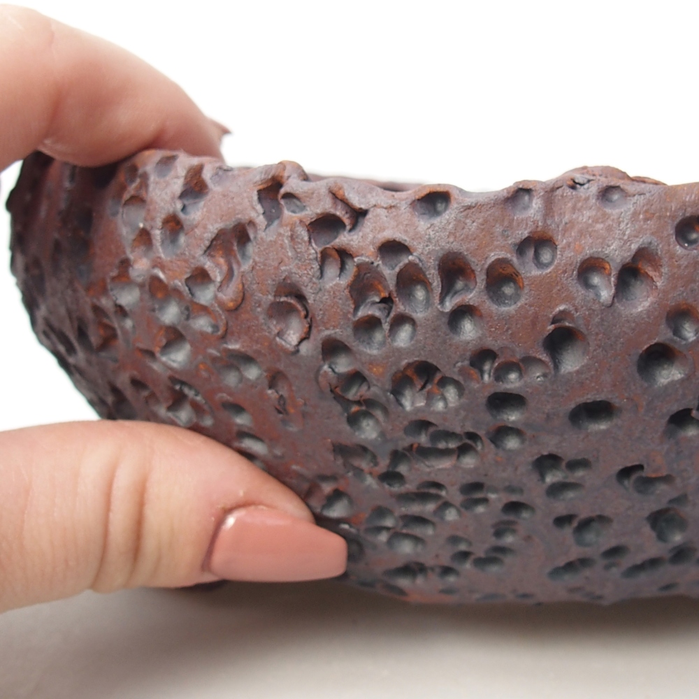 Keramická bonsajová miska 16,5 x 17,5 x 7 cm, farba kovu