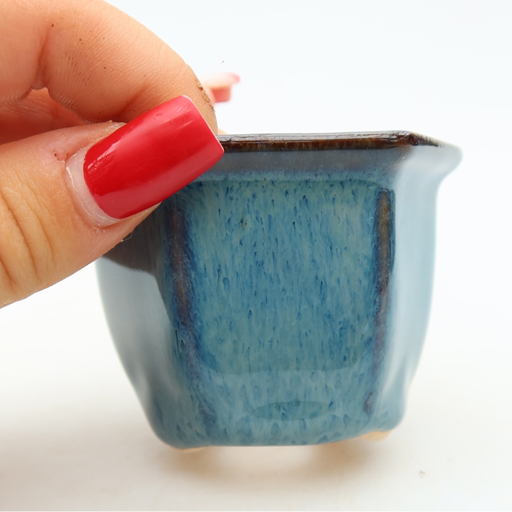 Keramická miska na bonsaje 7 x 6,5 x 5 cm, farba modrá