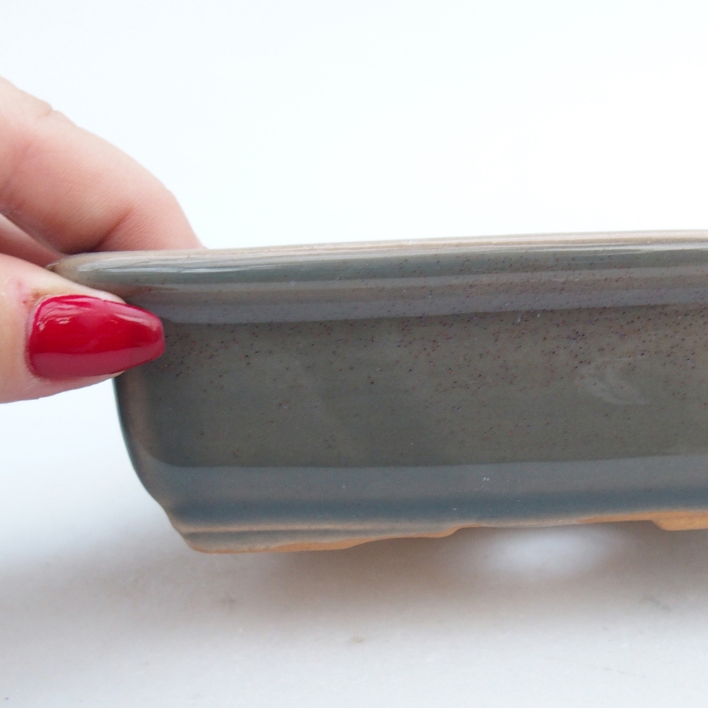Keramická miska na bonsaje 14 x 10,5 x 4 cm, sivá