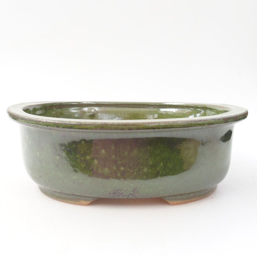 Keramická bonsai miska 23 x 19 x 8 cm, farba zelená