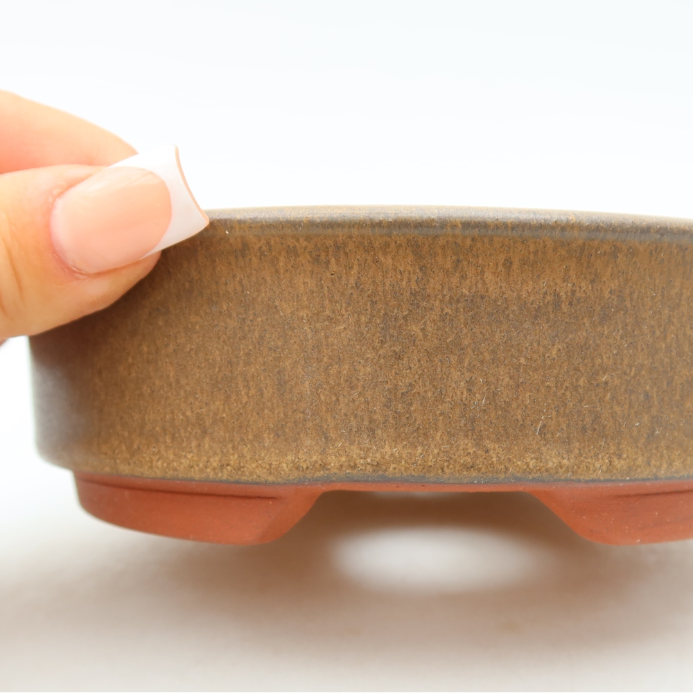 Keramická miska na bonsaje 14,5 x 14,5 x 4,5 cm, farba hnedá