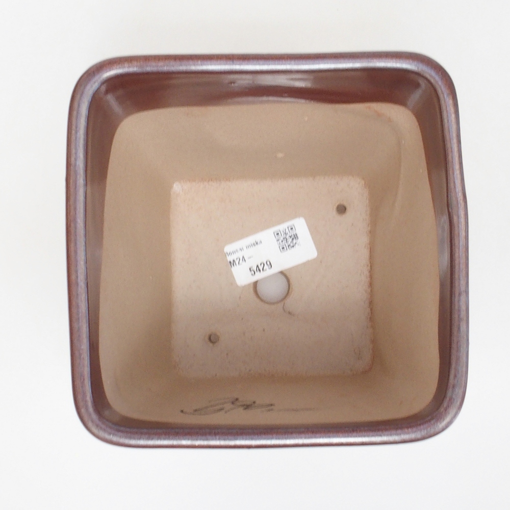 Keramická bonsai miska 13,5 x 13,5 x 14,5 cm, farba hnedá