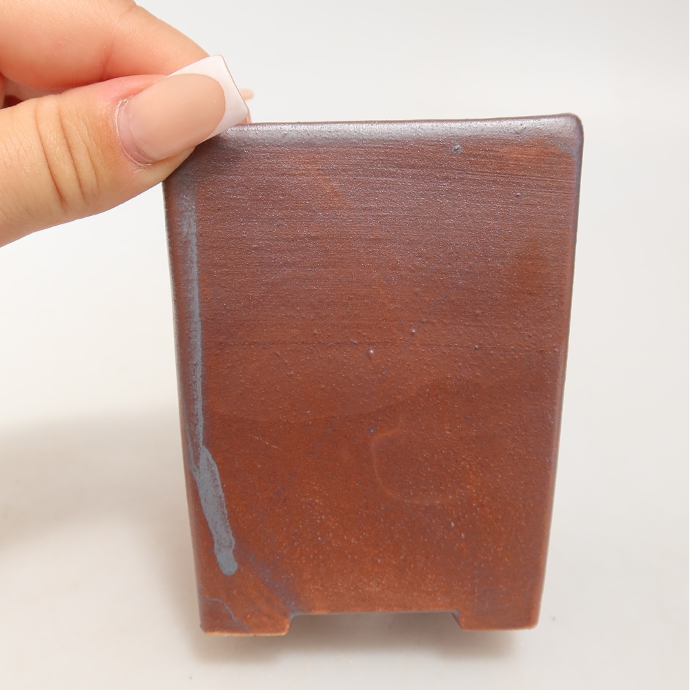 Keramická miska na bonsai 7,5 x 7,5 x 9,5 cm, farba: kovová