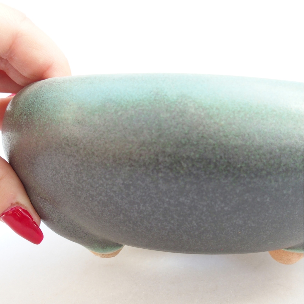 Keramická miska na bonsaje 14,5 x 14,5 x 7 cm, zelená