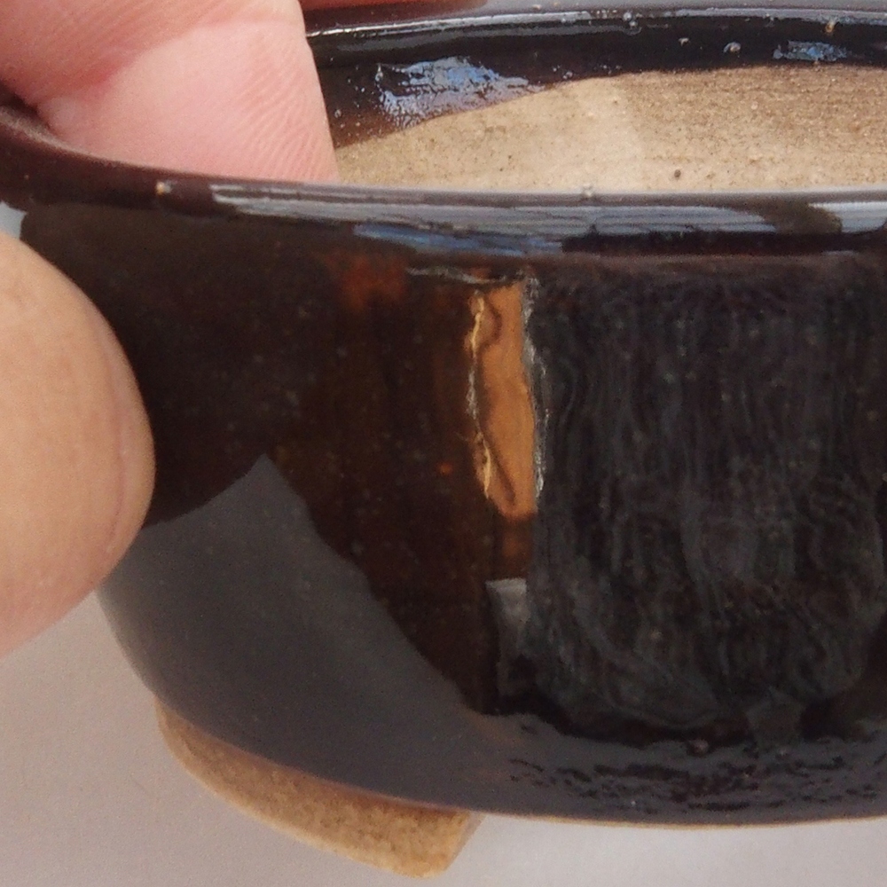 Keramická bonsai miska 10,5 x 9 x 4 cm, farba čierna
