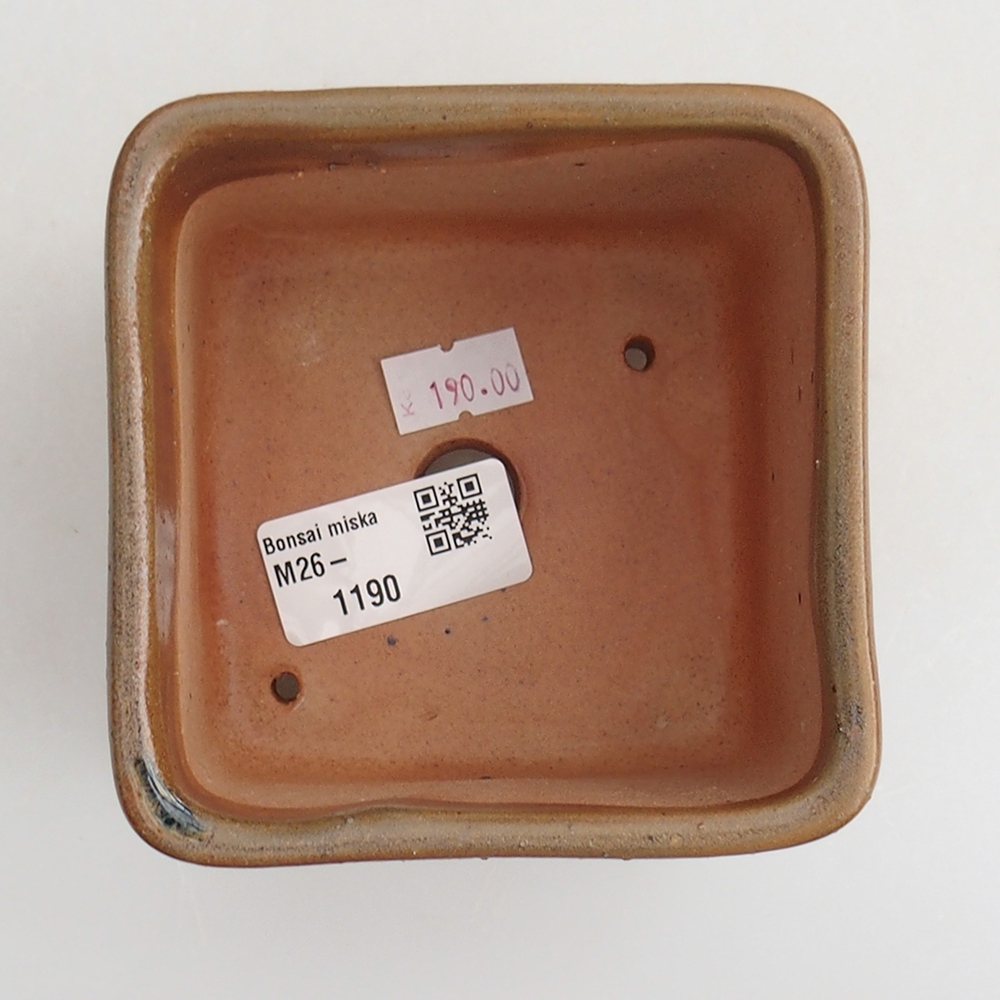 Keramická miska na bonsaje 10 x 10 x 8 cm, hnedá