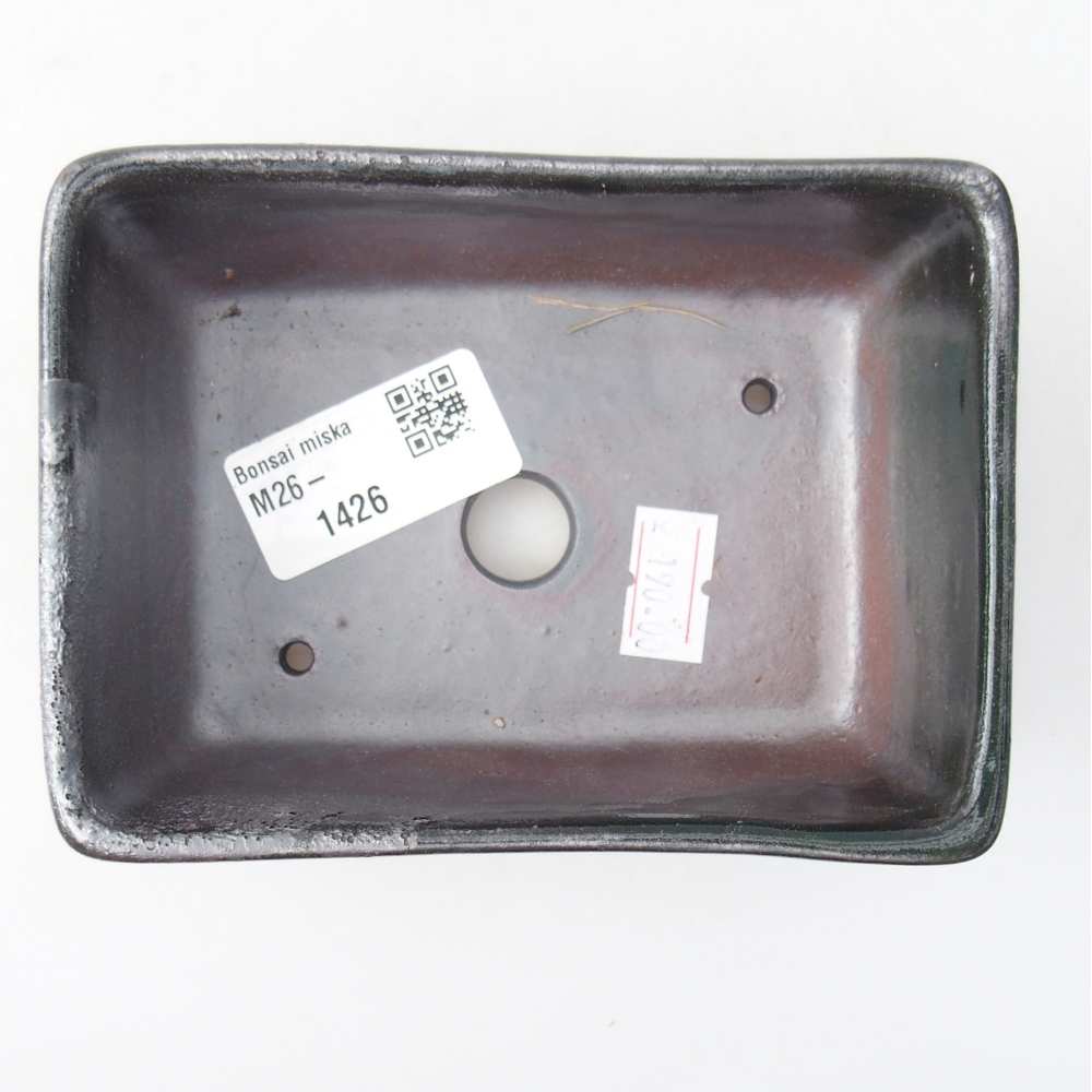 Keramická miska na bonsaje 12 x 8,5 x 4,5 cm, zelená metalíza