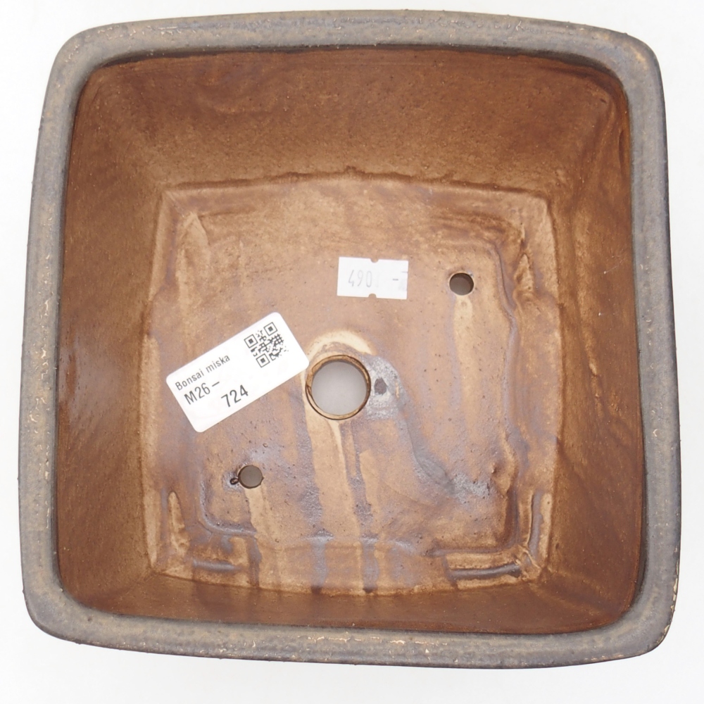 Keramická miska na bonsaje 16 x 16 x 10 cm, hnedá