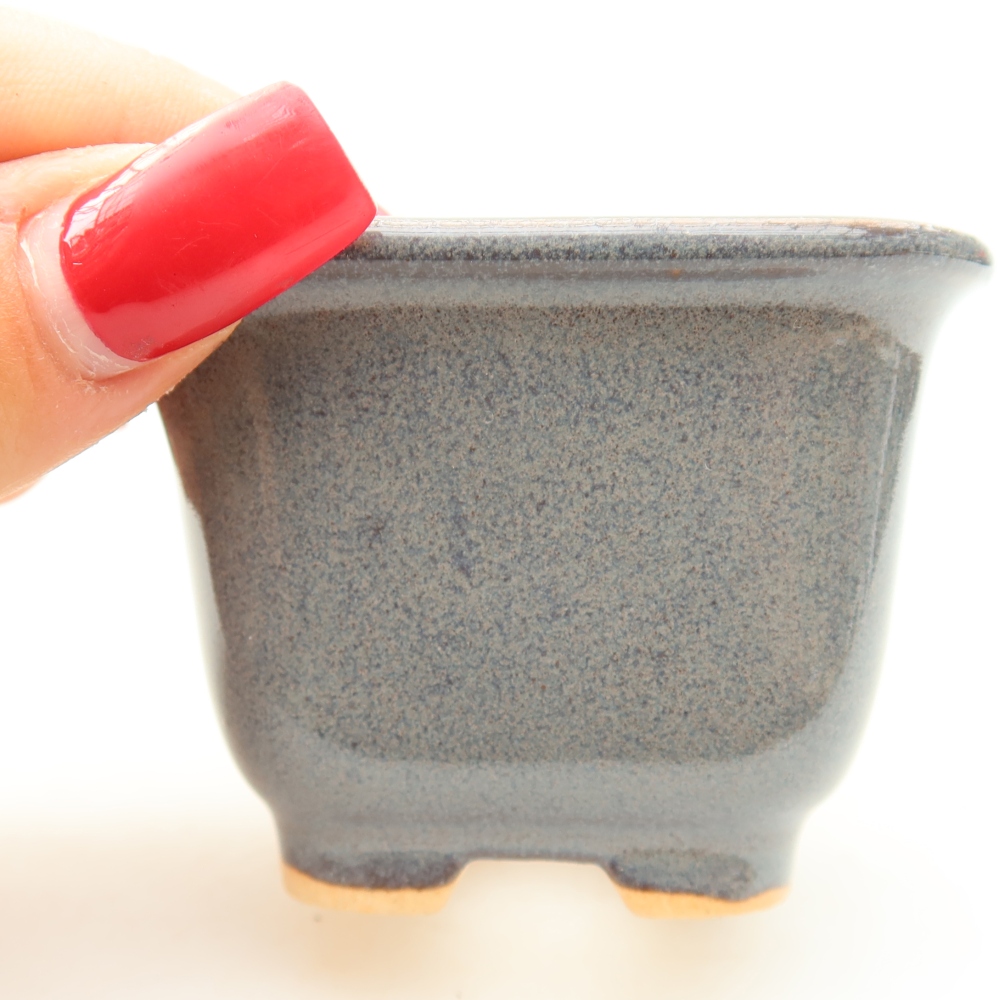 Keramická miska na bonsaje 6,5 x 6,5 x 5 cm, farba sivá