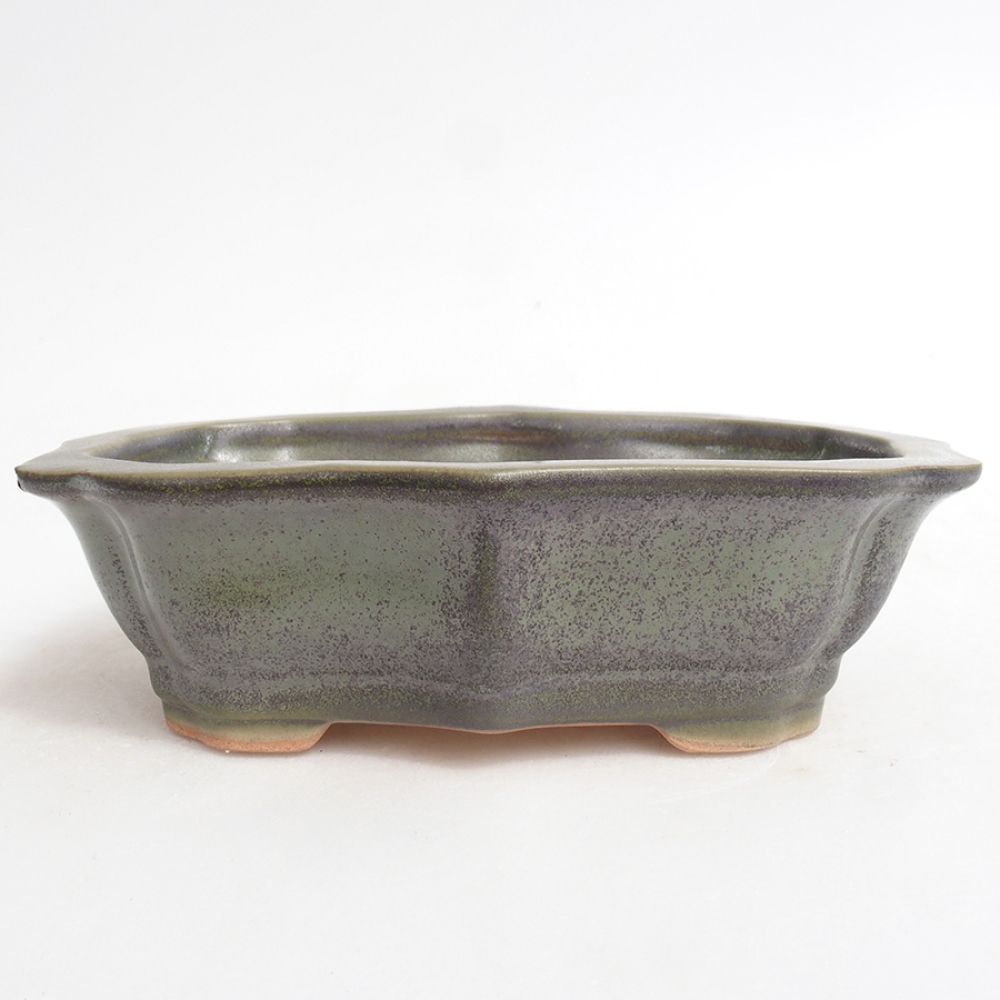 Keramická bonsai miska 15,5 x 11,5 x 4,5 cm, farba  zelená