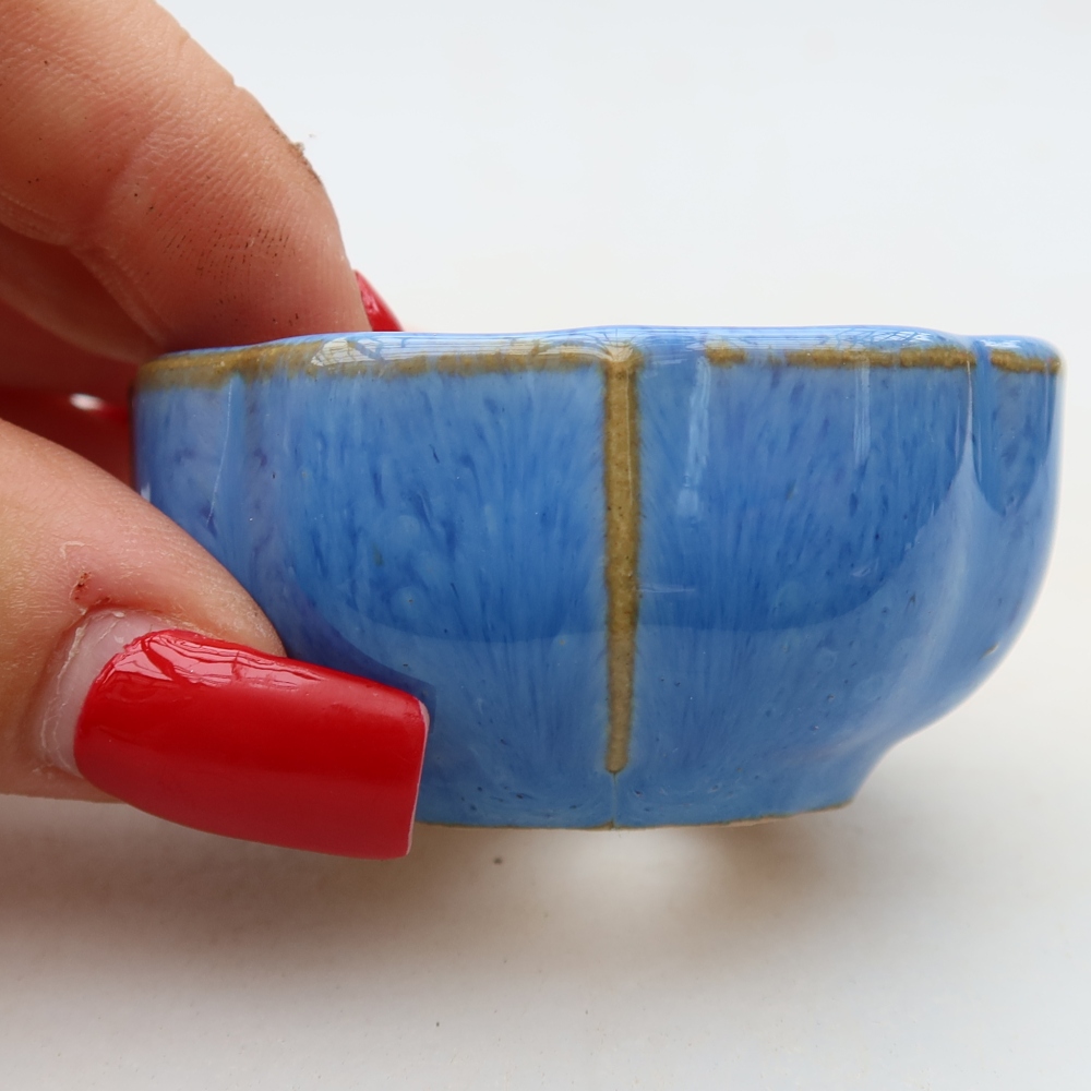 Keramická miska na bonsaje 6 x 6 x 3 cm, modrá farba