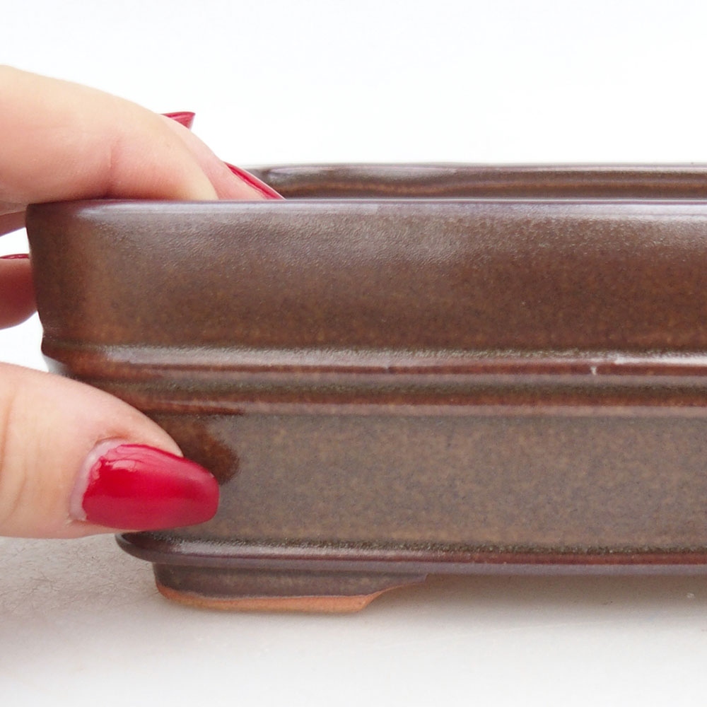 Keramická miska na bonsaje 17 x 12 x 5,5 cm, hnedá