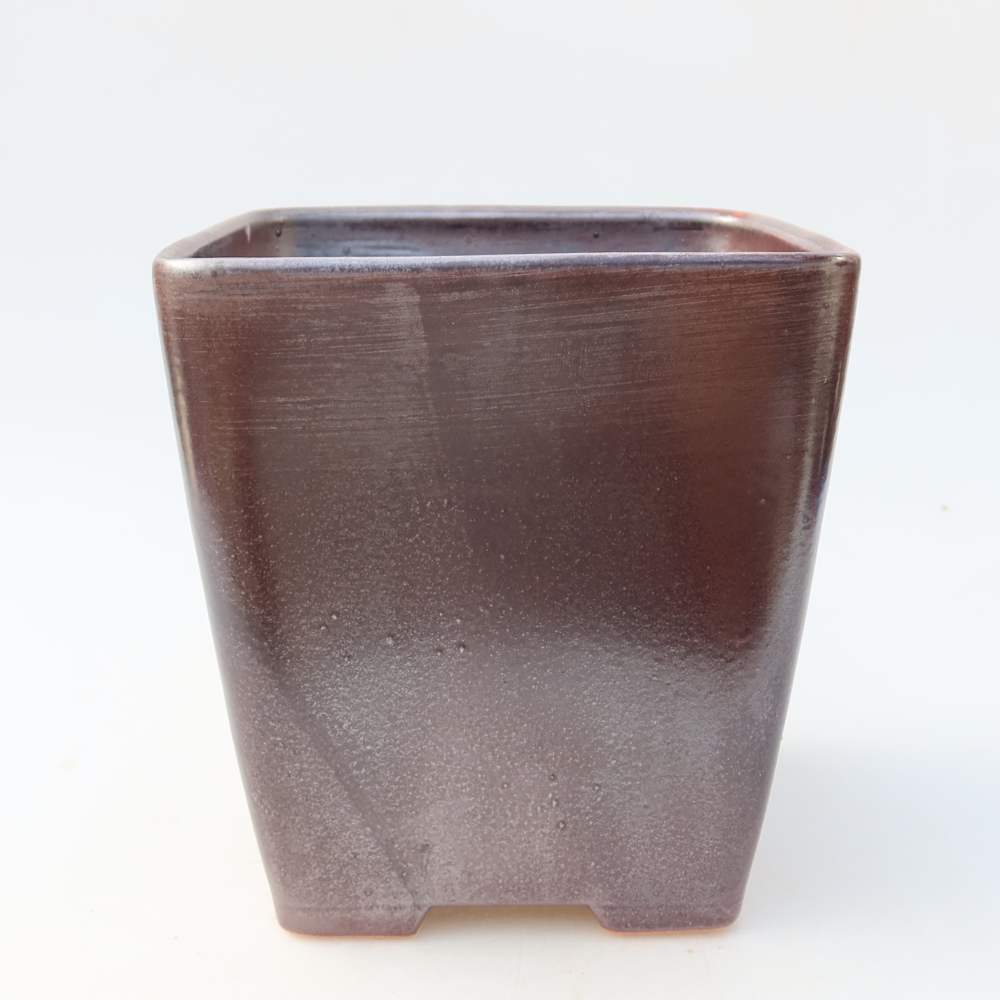 Keramická bonsajová miska 13,5 x 13,5 x 15 cm, farba kovu
