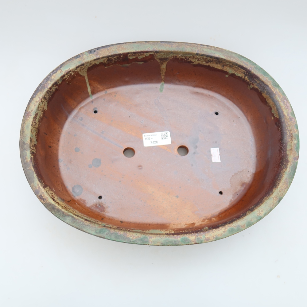 Keramická miska na bonsaje 36 x 28 x 8,5 cm, farba hnedozelená