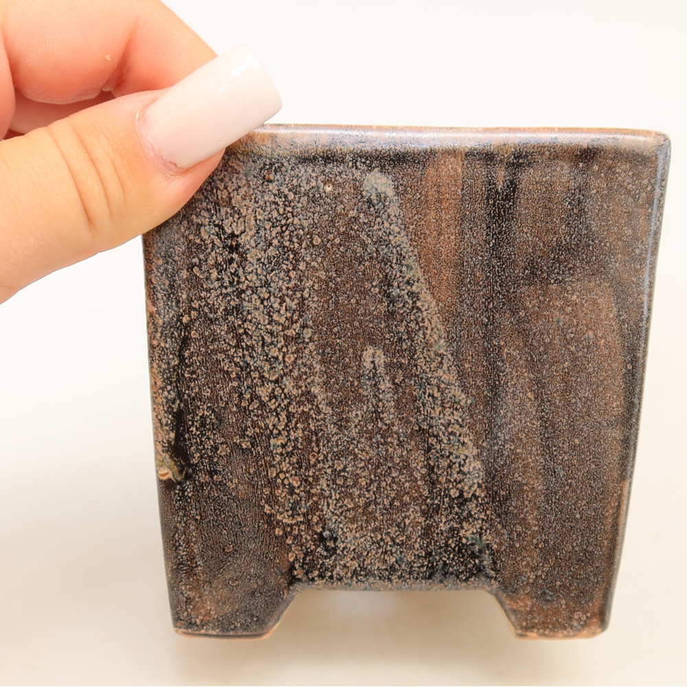 Keramická miska na bonsai 8,5 x 8,5 x 9 cm, farba hnedá