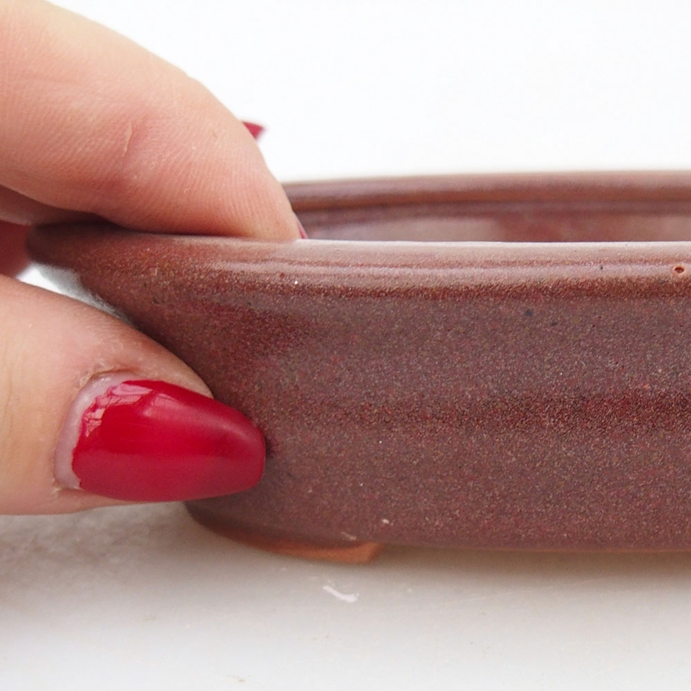 Keramická miska na bonsaje 12 x 10 x 3 cm, bordová