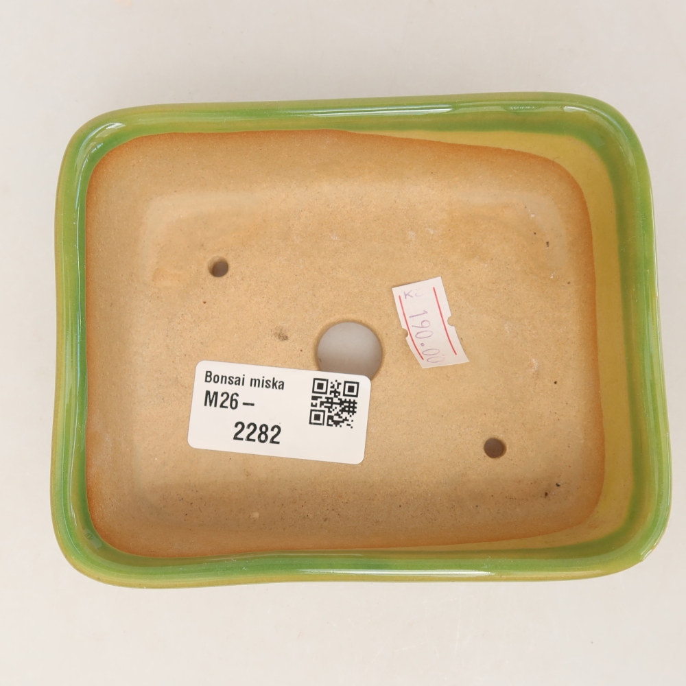 Keramická miska na bonsaje 12,5 x 9,5 x 4 cm, farba zelená