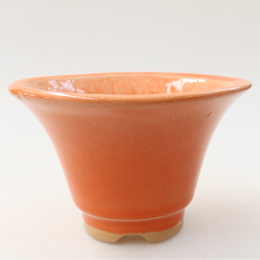 Keramická miska na bonsaje 10,5 x 10,5 x 7 cm, farba oranžová