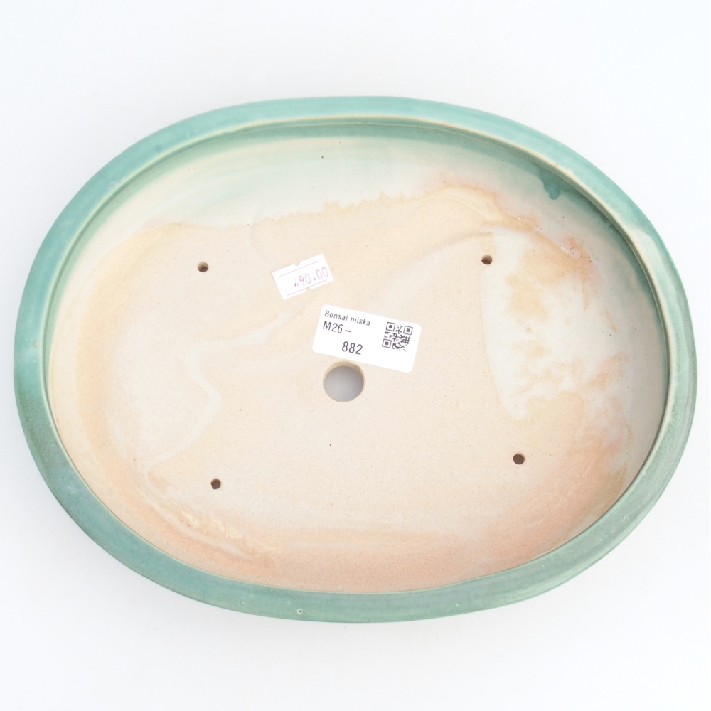 Keramická miska na bonsaje 24,5 x 20 x 4 cm, zelená
