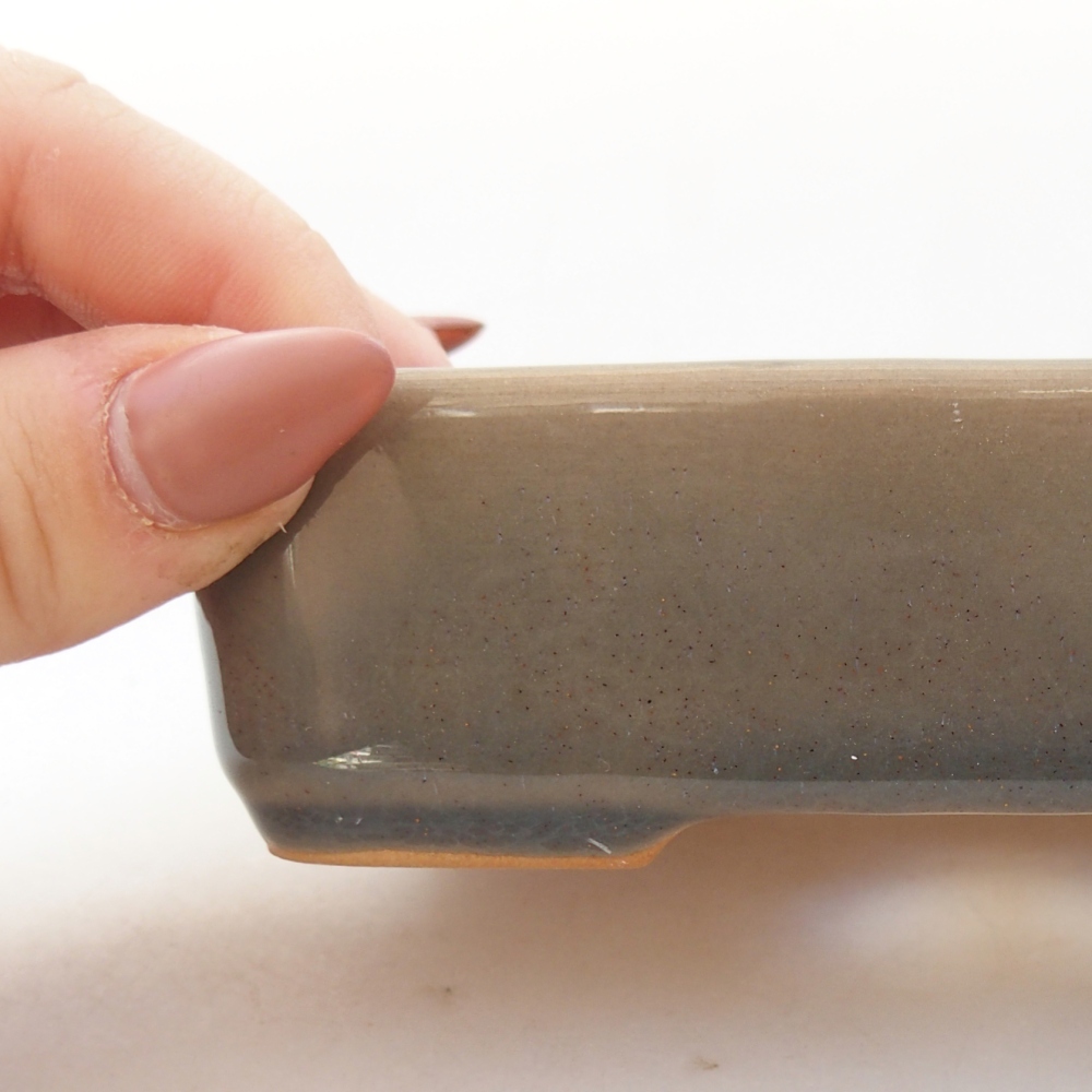 Keramická miska na bonsaje 13 x 9,5 x 3,5 cm, sivá