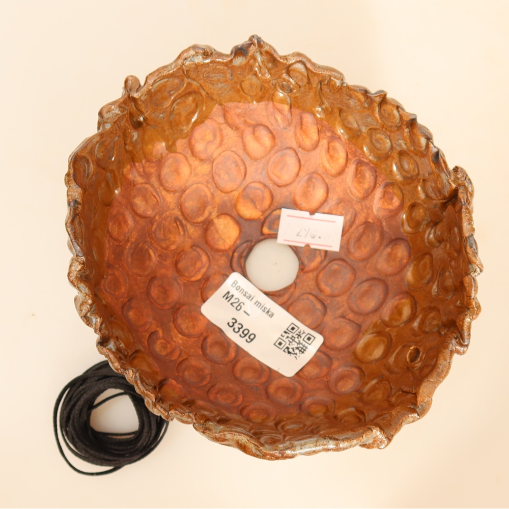 Keramická škrupina na kokedamu 12,5 x 11,5 x 6 cm, farba hnedá