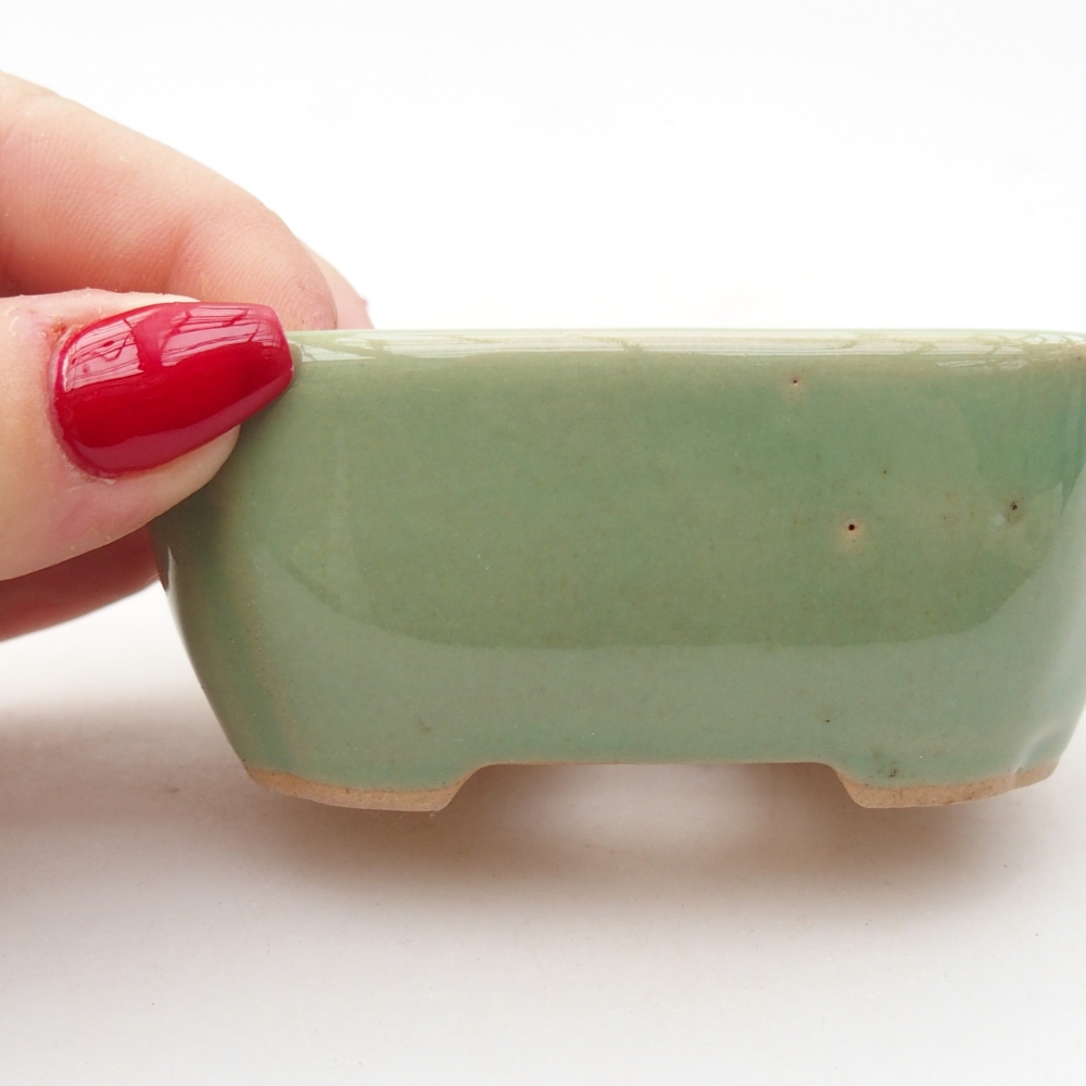 Keramická miska na bonsaje 8,5 x 7 x 3,5 cm, zelená