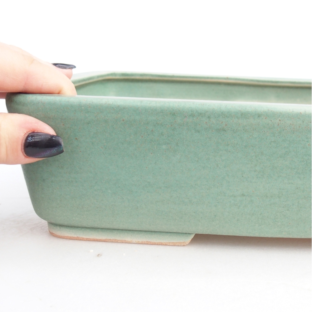 Keramická miska na bonsaje 26,5 x 20,5 x 7 cm, zelená