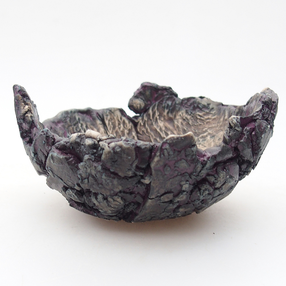 Keramická mušľa 11 x 10 x 6 cm , farba fialová