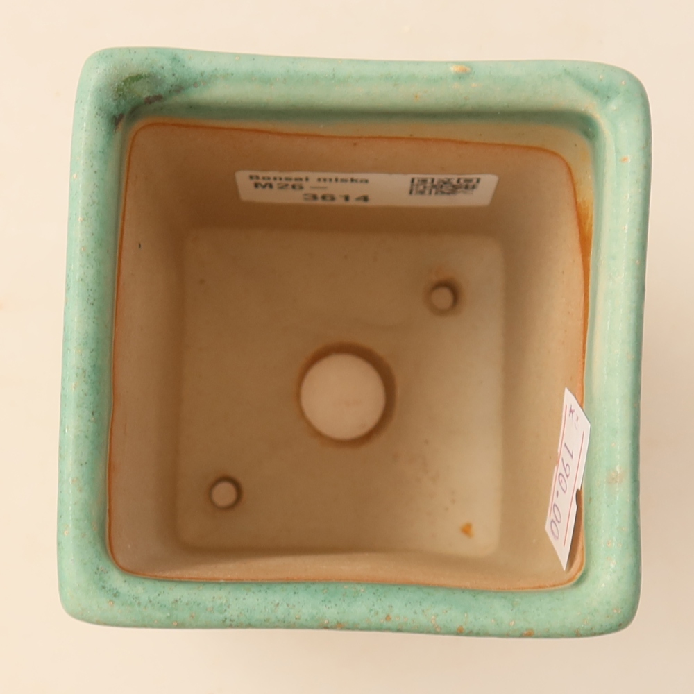 Keramická miska na bonsaje 7,5 x 7,5 x 10 cm, farba zelená