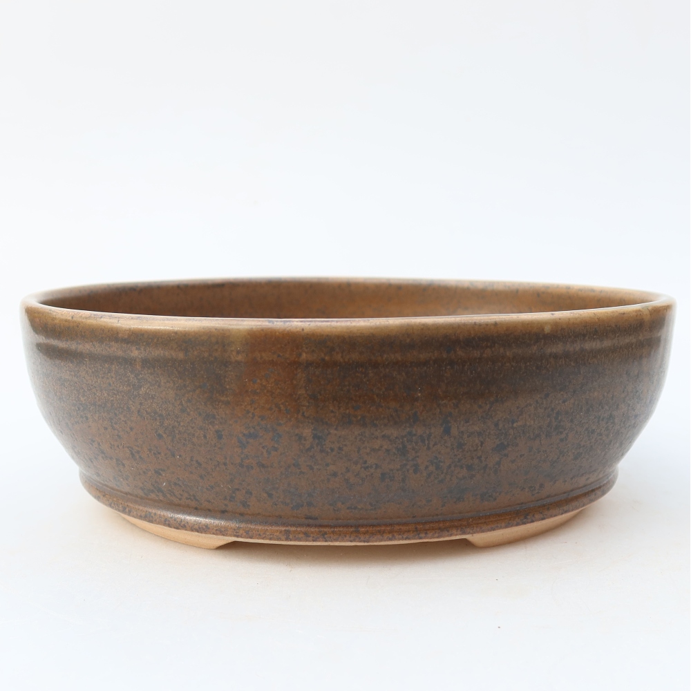 Keramická miska na bonsaje 19,5 x 19,5 x 6,5 cm, farba hnedá