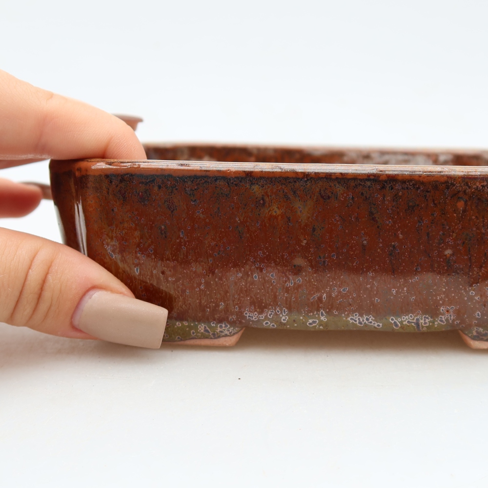 Keramická miska na bonsai 15 x 12,5 x 4,5 cm, farba: hnedá