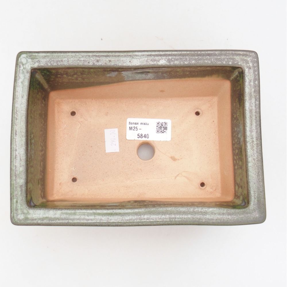 Keramická bonsai miska 19 x 13,5 x 7,5 cm, farba zelená