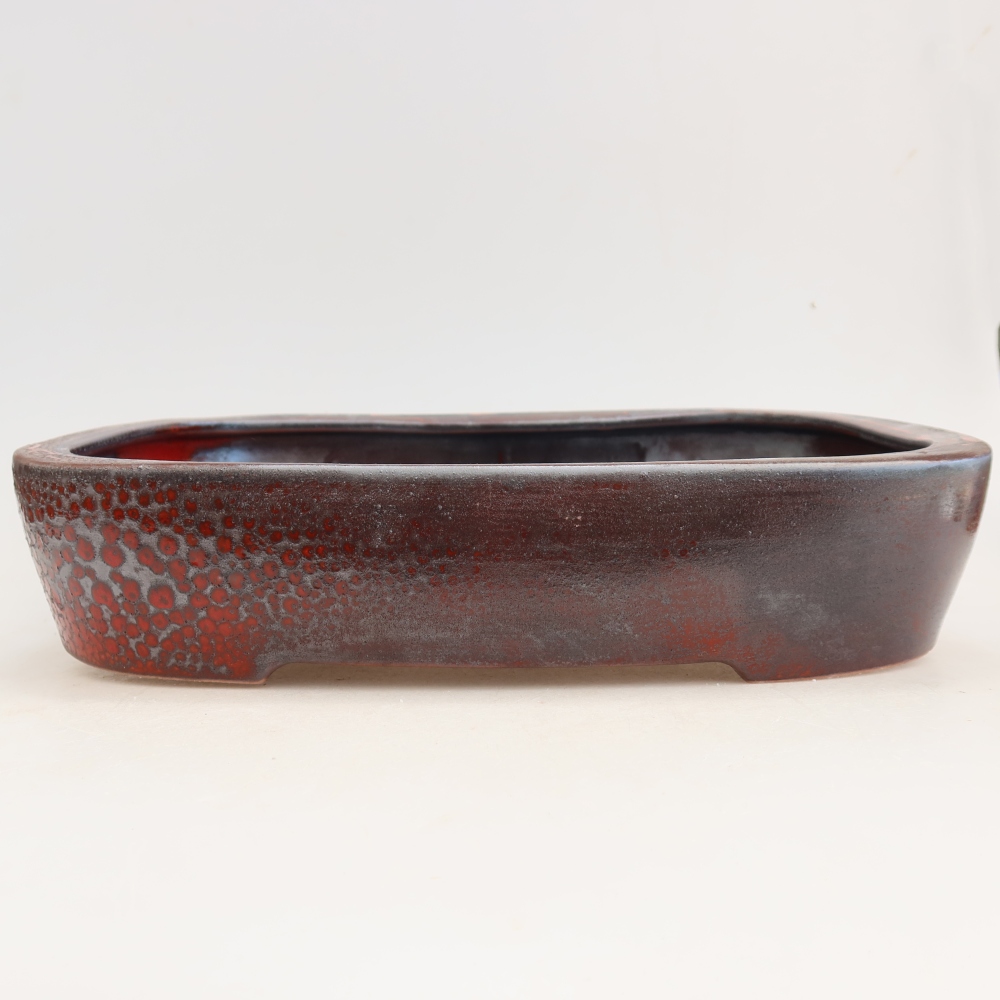 Keramická miska na bonsaje 32 x 24,5 x 6,5 cm, farba: kovovočervená