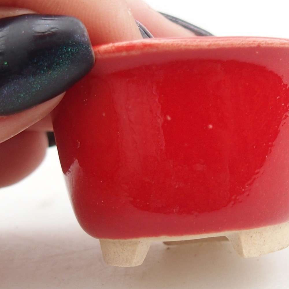 Mini bonsajová miska 4 x 4 x 2,5 cm, farba červená