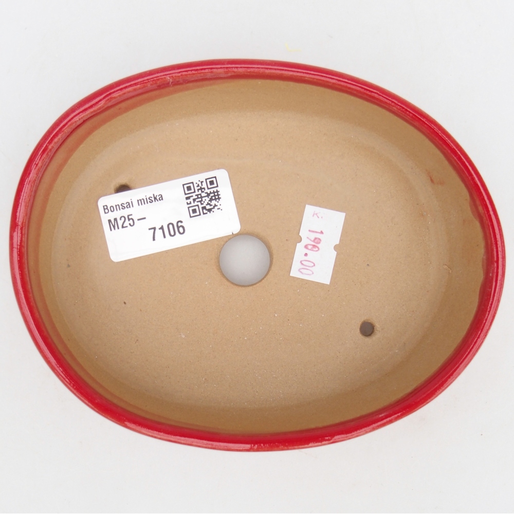 Keramická bonsajová miska 12,5 x 10 x 3,5 cm, farba červená