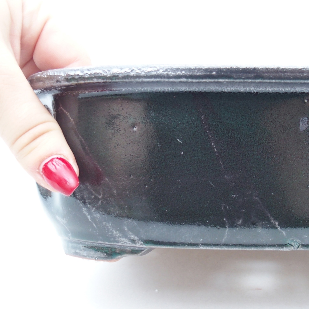 Keramická bonsajová miska 25 x 21 x 7,5 cm, zelená