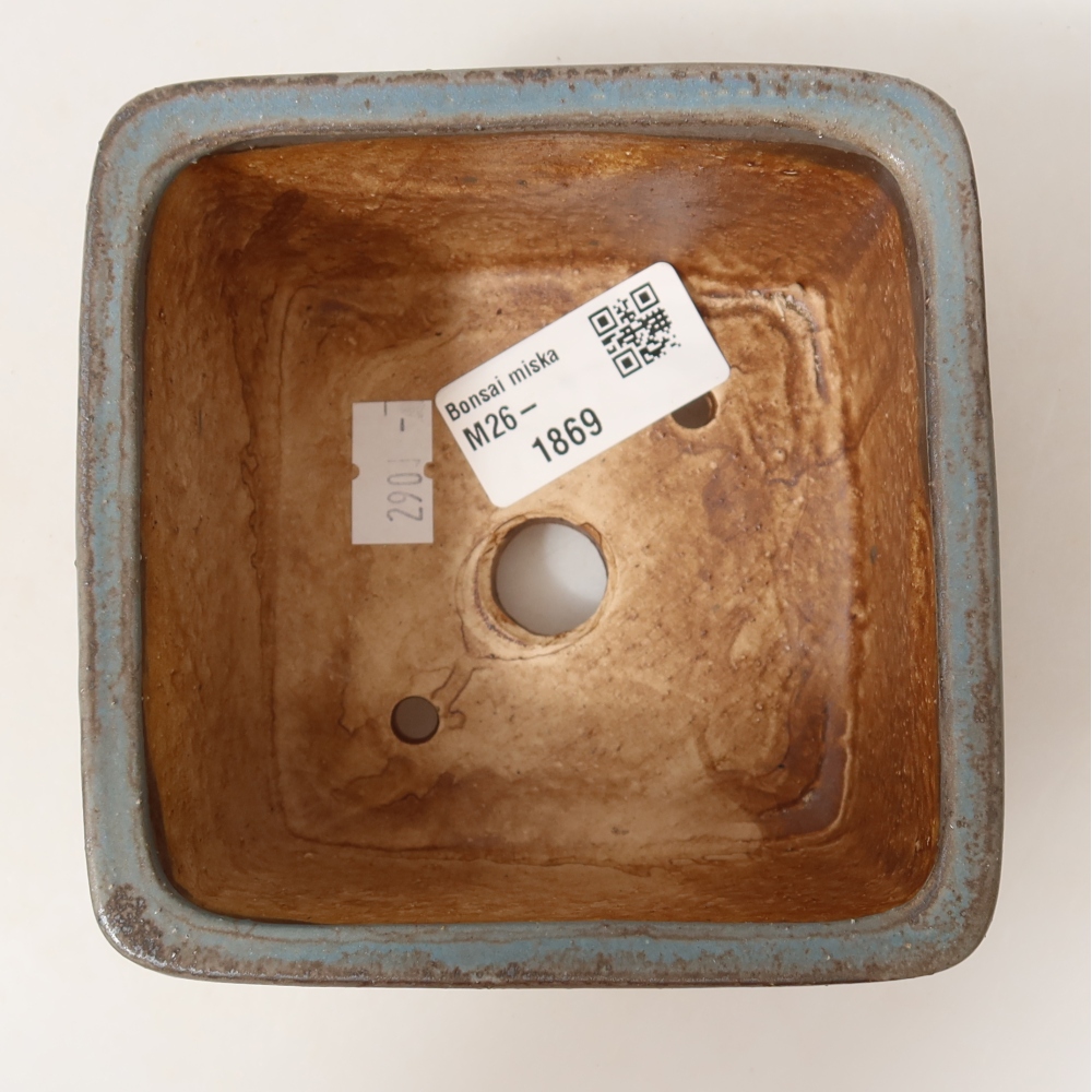 Keramická miska na bonsai 10,5 x 10,5 x 7 cm, farba modrá