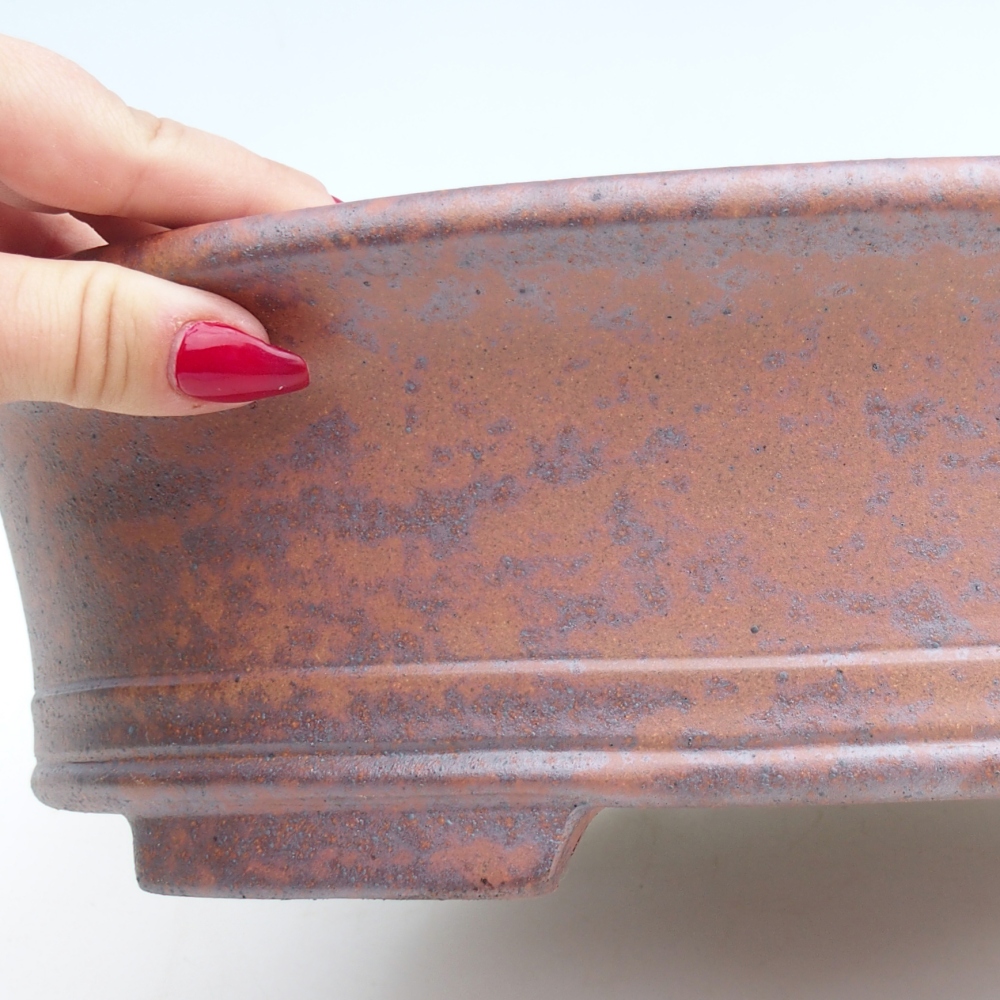 Keramická bonsajová miska 36,5 x 28,5 x 9 cm, farba kovu