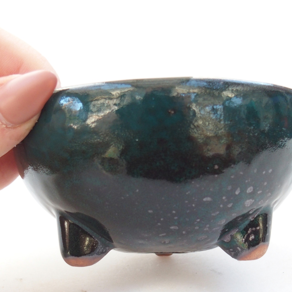 Keramická miska na bonsaje 9,5 x 9,5 x 5 cm, zelená